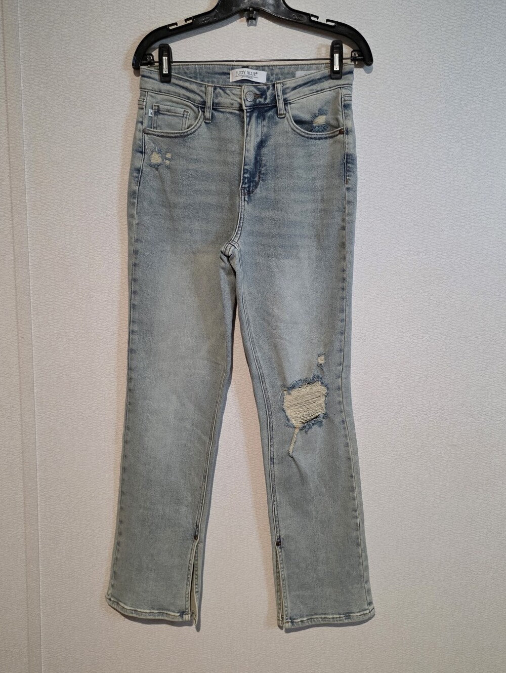 Judy Blue Adrian High Rise Slit Hem Straight Leg Jeans Stretch 7/28